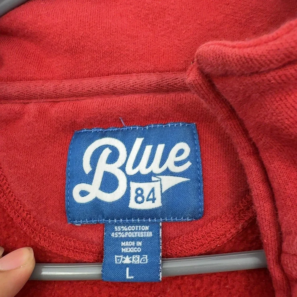 Boston University Blue 84 Quarter Zip Pullover L Red Cotton Blend Mock Neck Gorp